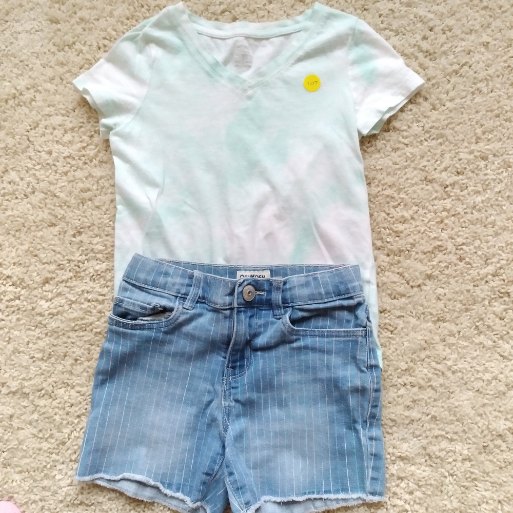 Old Navy Blue White Tie Dye High Low Top